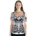 Ornate Hindu Elephant  Butterfly Sleeve Cutout Tee  View1