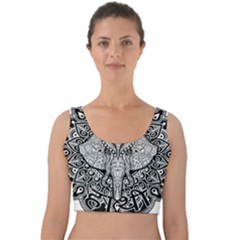 Ornate Hindu Elephant  Velvet Crop Top by Valentinaart