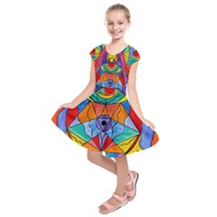 Arcturian Insight Grid - Kids  Short Sleeve Dress by tealswan