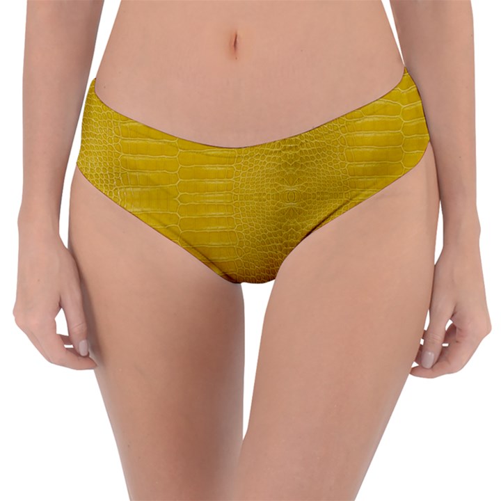 Yellow Alligator Skin Reversible Classic Bikini Bottoms