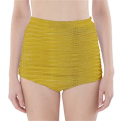 Yellow Alligator Skin High-waisted Bikini Bottoms by LoolyElzayat