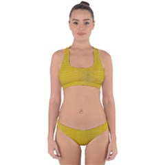 Yellow Alligator Skin Cross Back Hipster Bikini Set by LoolyElzayat