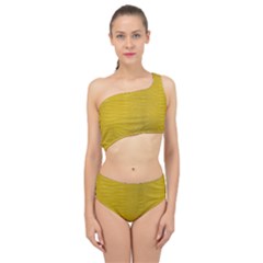 Yellow Alligator Skin Spliced Up Two Piece Swimsuit by LoolyElzayat