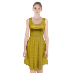 Yellow Alligator Skin Racerback Midi Dress by LoolyElzayat