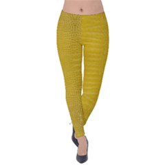 Yellow Alligator Skin Velvet Leggings by LoolyElzayat