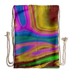 Colorful Waves Drawstring Bag (large) by LoolyElzayat