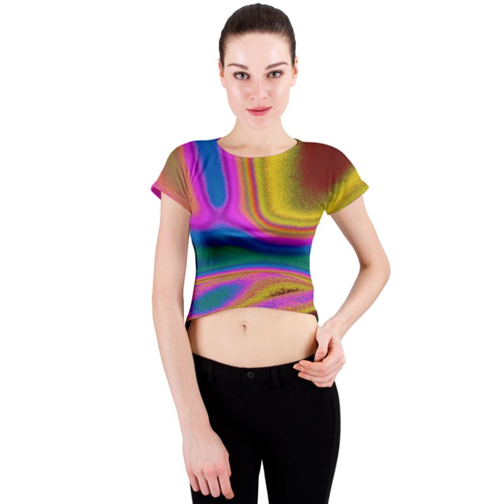 Colorful Waves Crew Neck Crop Top