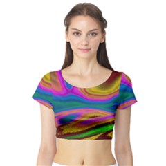 Colorful Waves Short Sleeve Crop Top by LoolyElzayat