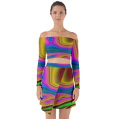 Colorful Waves Off Shoulder Top With Skirt Set by LoolyElzayat