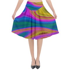 Colorful Waves Flared Midi Skirt by LoolyElzayat