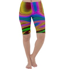 Colorful Waves Cropped Leggings  by LoolyElzayat