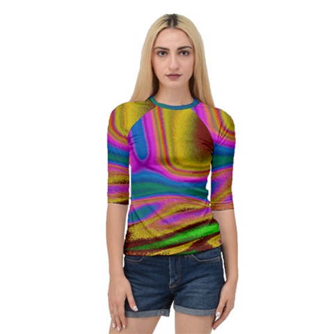 Colorful Waves Quarter Sleeve Raglan Tee by LoolyElzayat