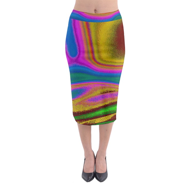 Colorful Waves Midi Pencil Skirt