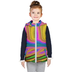 Colorful Waves Kid s Hooded Puffer Vest by LoolyElzayat