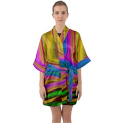 Colorful Waves Quarter Sleeve Kimono Robe by LoolyElzayat