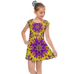 Fantasy Flower Wreath With Jungle Florals Kids Cap Sleeve Dress by pepitasart