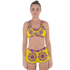 Fantasy Flower Wreath With Jungle Florals Racerback Boyleg Bikini Set by pepitasart