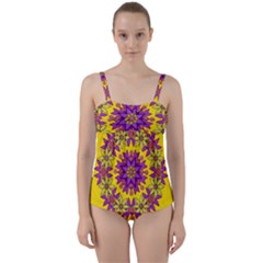 Fantasy Flower Wreath With Jungle Florals Twist Front Tankini Set by pepitasart