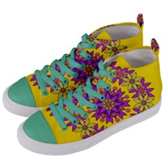 Fantasy Flower Wreath With Jungle Florals Women s Mid-top Canvas Sneakers by pepitasart