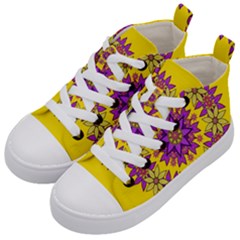 Fantasy Flower Wreath With Jungle Florals Kid s Mid-top Canvas Sneakers