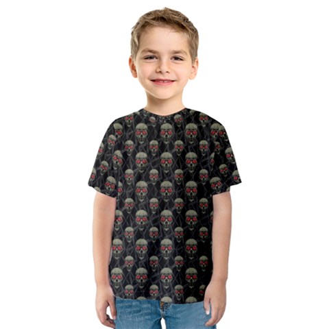 Skulls Motif Pattern Kids  Sport Mesh Tee by dflcprints