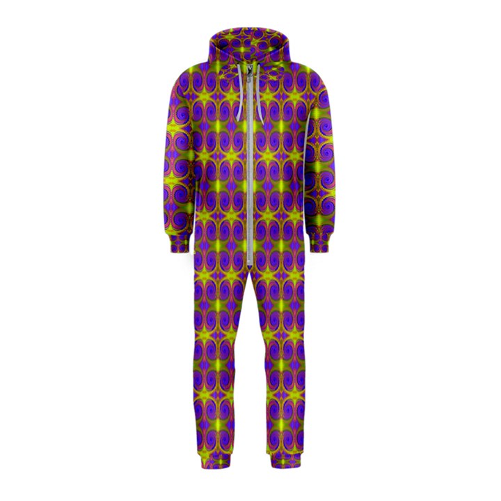 Purple Yellow Swirl Pattern Hooded Jumpsuit (Kids)