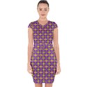 Purple Yellow Swirl Pattern Capsleeve Drawstring Dress  View1