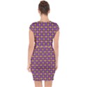 Purple Yellow Swirl Pattern Capsleeve Drawstring Dress  View2