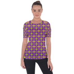 Purple Yellow Swirl Pattern Short Sleeve Top by BrightVibesDesign