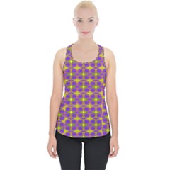 Purple Yellow Swirl Pattern Piece Up Tank Top by BrightVibesDesign