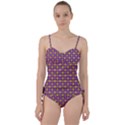 Purple Yellow Swirl Pattern Sweetheart Tankini Set View1