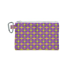 Purple Yellow Swirl Pattern Canvas Cosmetic Bag (small)