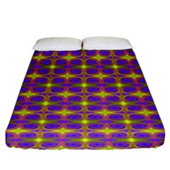 Purple Yellow Swirl Pattern Fitted Sheet (king Size) by BrightVibesDesign