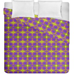 Purple Yellow Swirl Pattern Duvet Cover Double Side (king Size) by BrightVibesDesign