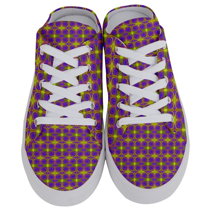 Purple Yellow Swirl Pattern Half Slippers