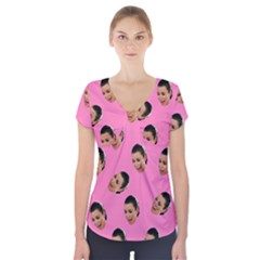 Crying Kim Kardashian Short Sleeve Front Detail Top by Valentinaart