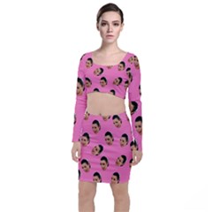 Crying Kim Kardashian Long Sleeve Crop Top & Bodycon Skirt Set by Valentinaart