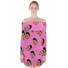 Crying Kim Kardashian Long Sleeve Off Shoulder Dress by Valentinaart