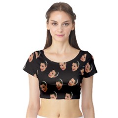 Crying Kim Kardashian Short Sleeve Crop Top by Valentinaart