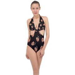 Crying Kim Kardashian Halter Front Plunge Swimsuit