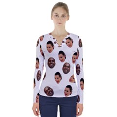 Crying Kim Kardashian V-neck Long Sleeve Top by Valentinaart