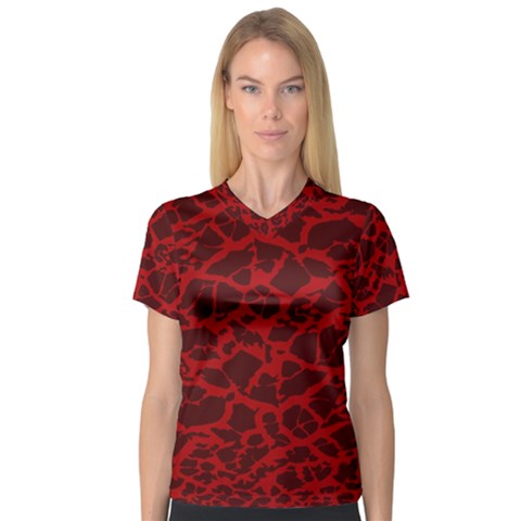 Red Earth Texture V-neck Sport Mesh Tee by LoolyElzayat