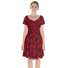 Red Earth Texture Short Sleeve Bardot Dress by LoolyElzayat