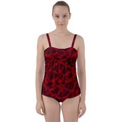 Red Earth Texture Twist Front Tankini Set by LoolyElzayat