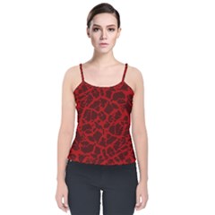 Red Earth Texture Velvet Spaghetti Strap Top by LoolyElzayat