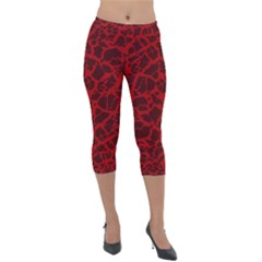 Red Earth Texture Lightweight Velour Capri Leggings  by LoolyElzayat