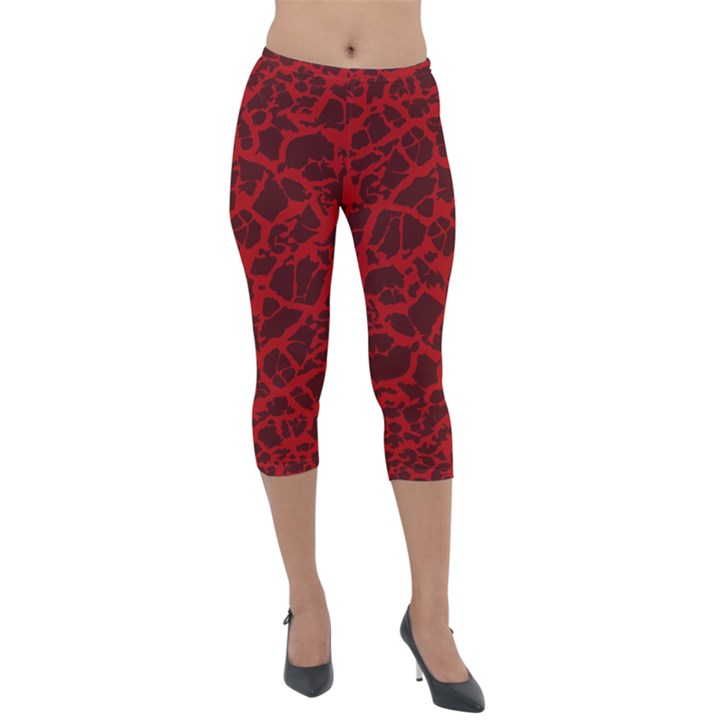 Red Earth Texture Lightweight Velour Capri Leggings 