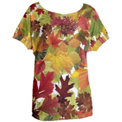 Autumn Fall Leaves Women s Oversized Tee by LoolyElzayat