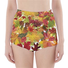 Autumn Fall Leaves High-waisted Bikini Bottoms by LoolyElzayat