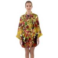 Autumn Fall Leaves Long Sleeve Kimono Robe by LoolyElzayat